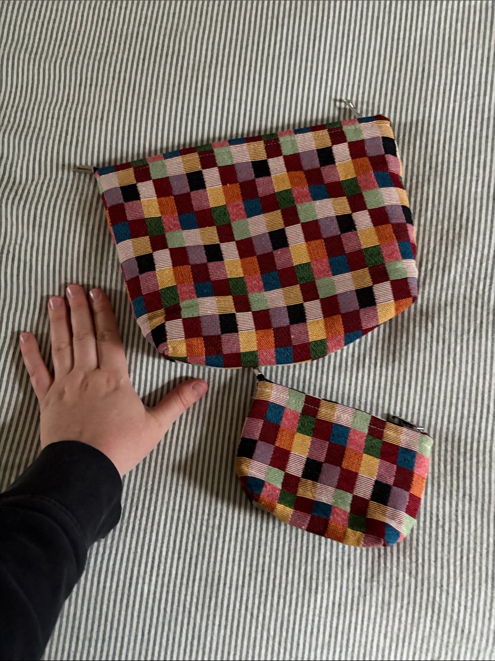 Check Zippered Pouch Set - Picture 2 of 8